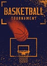 Basketball tournament typographical vintage grunge style poster design. Retro vector illustration. Royalty Free Stock Photo